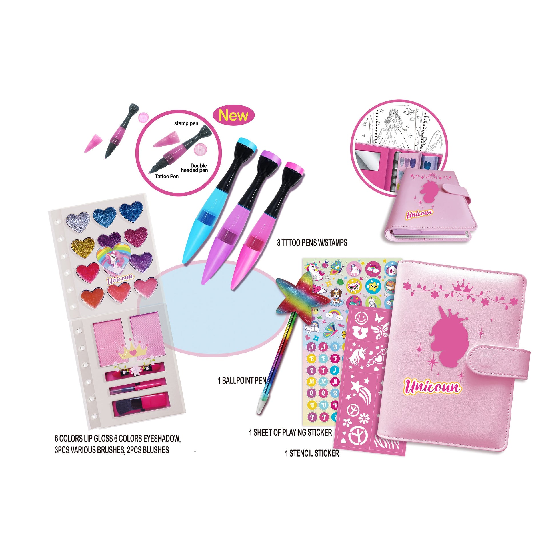 Multi function Journal with Diy Makeup & Tatoo Art Suite - #toys for girls Kuwait# - #toys for girls 5 years old Kuwait# - #toys for girls 6 years old Kuwait# - #toys for girls 7 years old Kuwait#