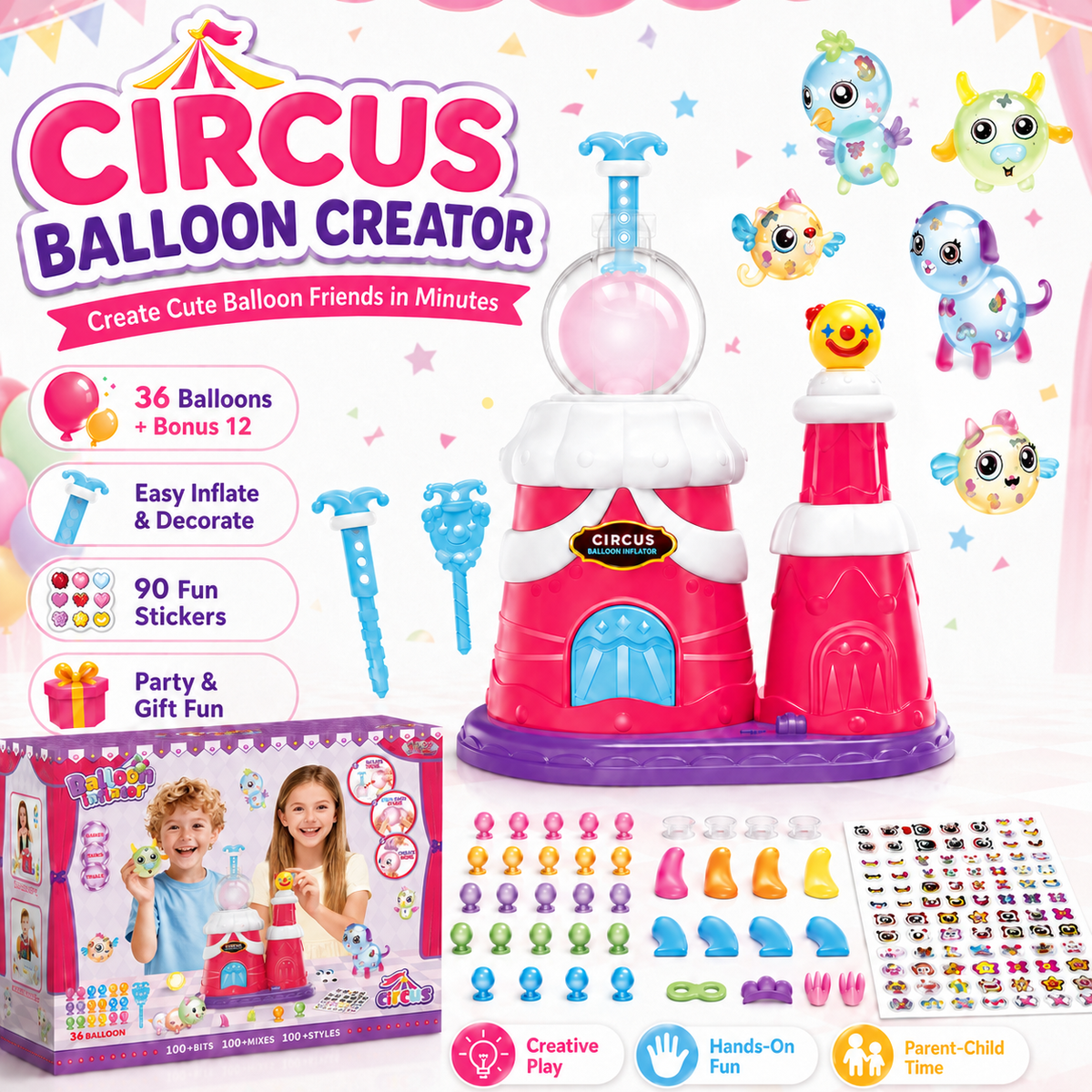 Clown Balloon Funny Inflator DIY Balloon Craft Kit for Kids