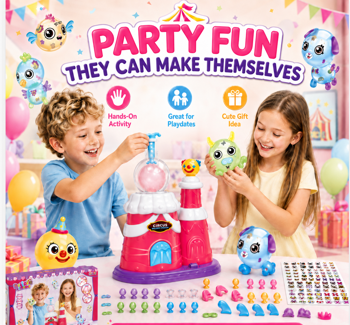 Clown Balloon Funny Inflator DIY Balloon Craft Kit for Kids