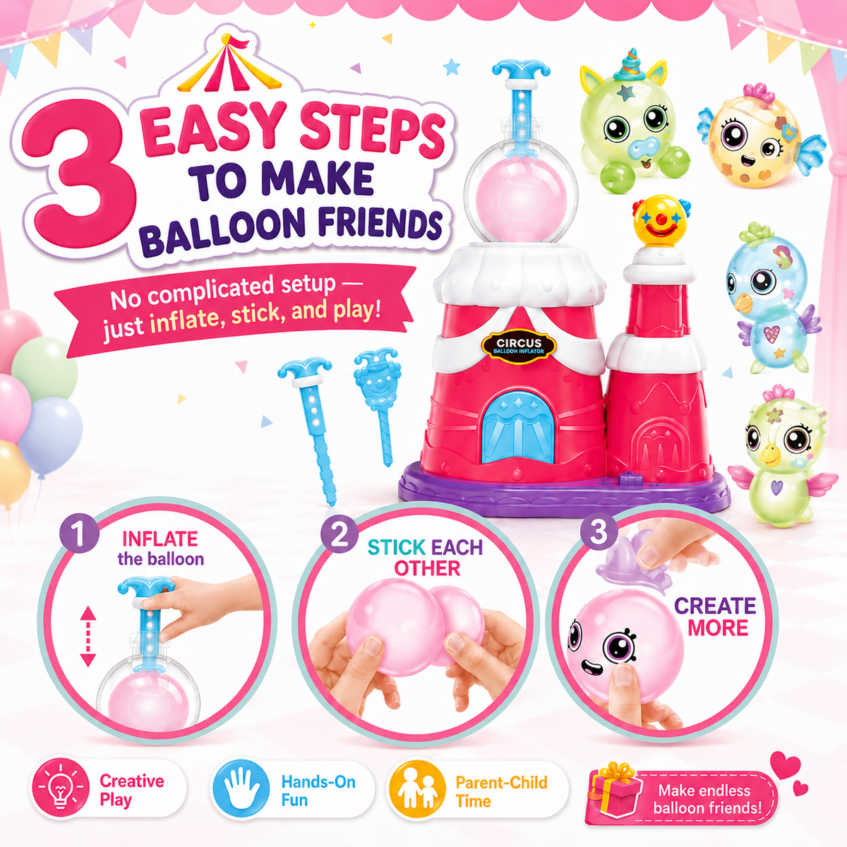 Clown Balloon Funny Inflator DIY Balloon Craft Kit for Kids