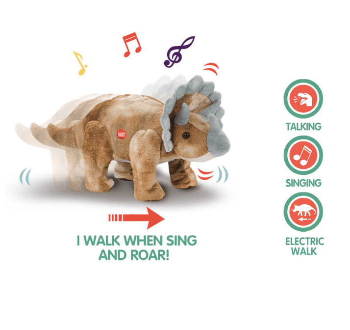 Fur Star Roaring or Singing Adorable Plush Animal RC Dinosaur - Brown playtime toy for children in Kuwait