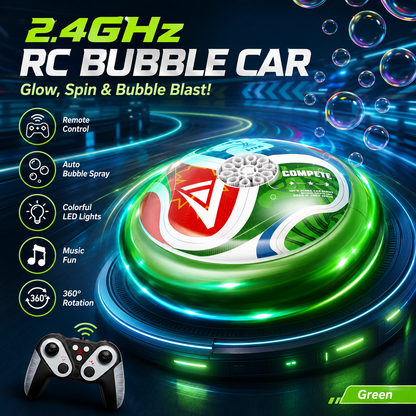 2-in-1 RC Bubble Machine Car with Lights – Remote Control Toy for Kids