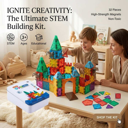 32PCS Magnetic Building Blocks with Iron Box gift toy for kids in Kuwait
