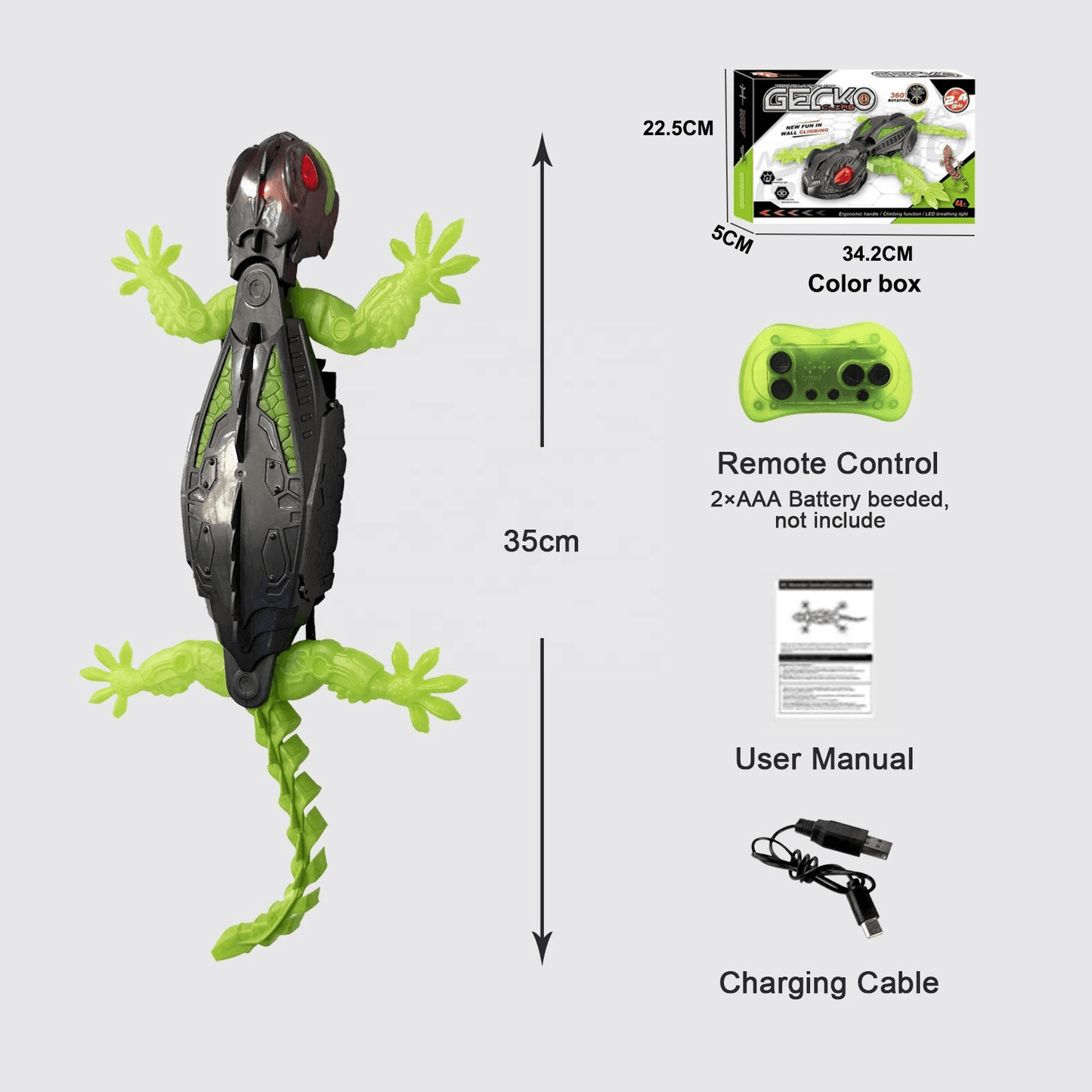 RC Lizard Wall Climbing Toy – Remote Control Robotic Gecko with LED Lights kids toy with delivery in Kuwait
