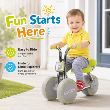 3-Wheel Toddler Balance Bike / Seated Scooter with Lights & Music (Green)