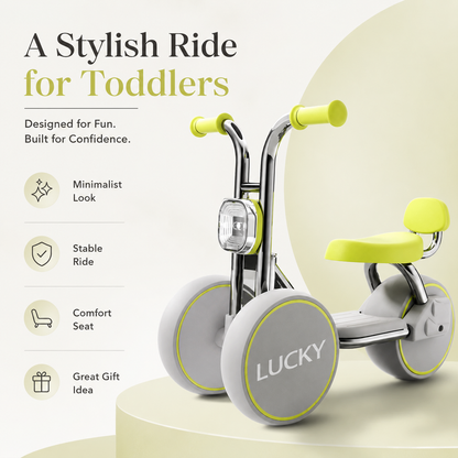 3-Wheel Toddler Balance Bike / Seated Scooter with Lights & Music (Green)