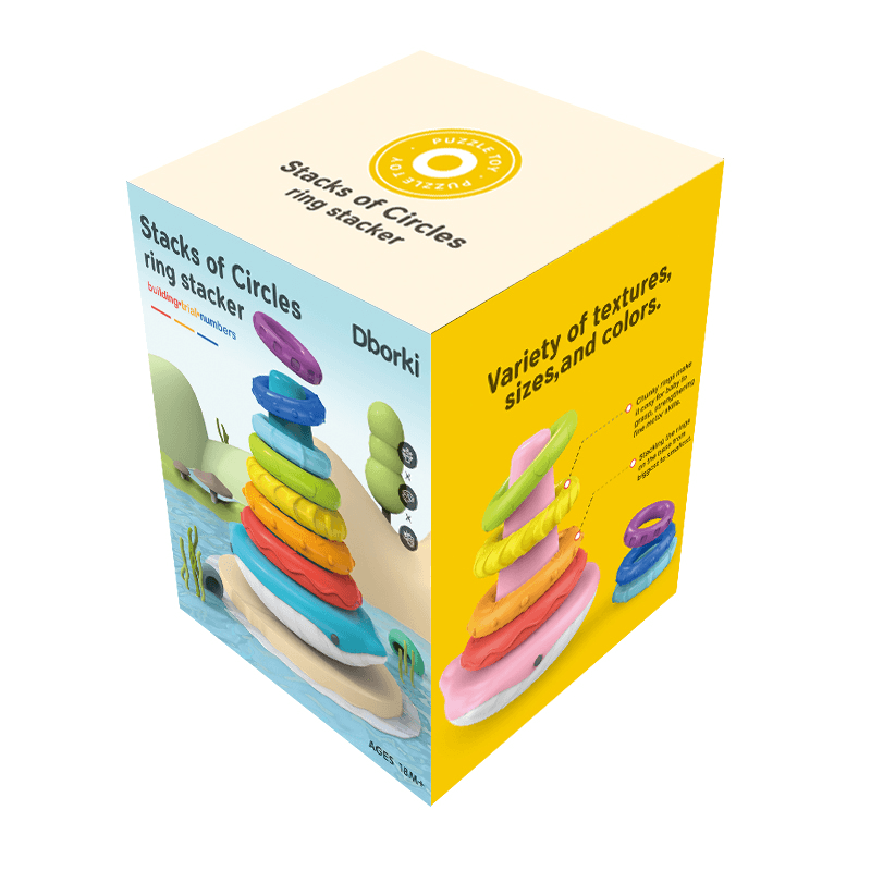 Rainbow Stacking Rings Sensory Montessori Toy product details for kids in Kuwait