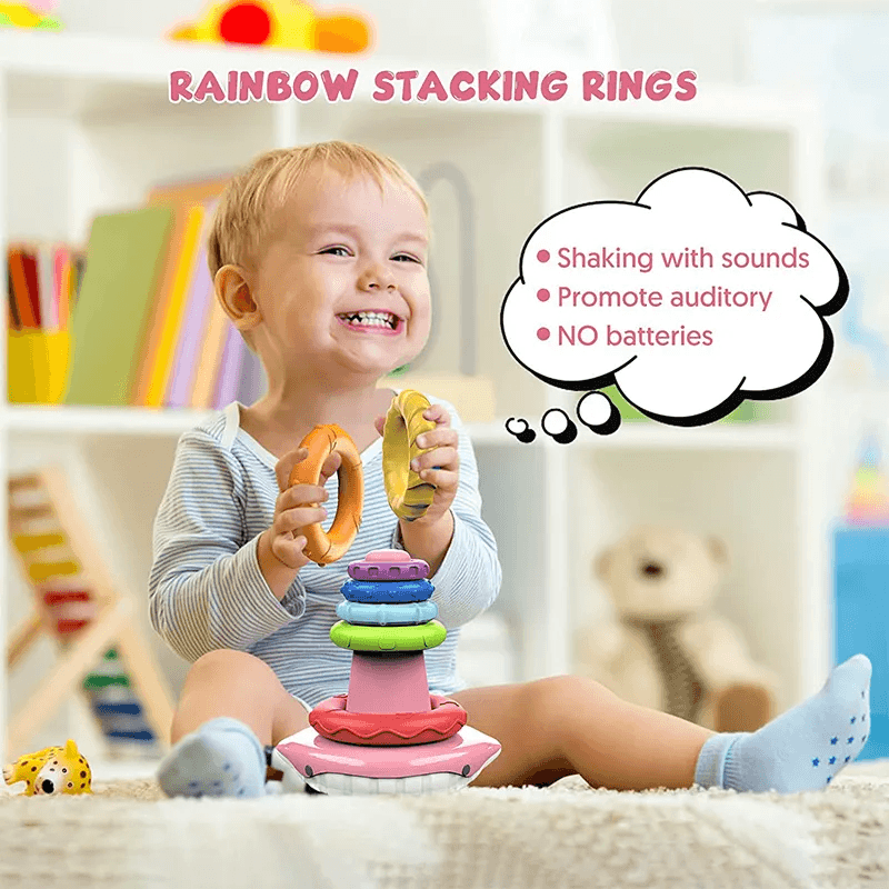 Rainbow Stacking Rings Sensory Montessori Toy kids toy with delivery in Kuwait