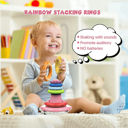 Rainbow Stacking Rings Sensory Montessori Toy kids toy with delivery in Kuwait