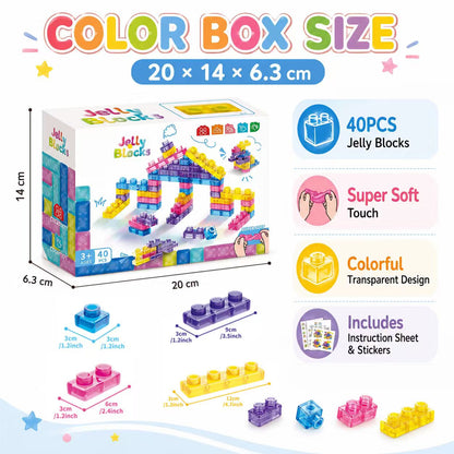 40-Piece Sensory Soft Building Blocks Montessori Stacking Toy for Toddlers