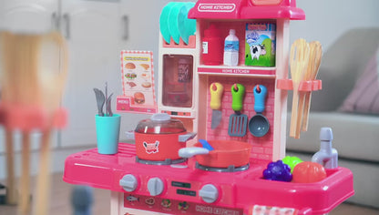 Kids Kitchen Play Set with Real Water Spray & Steam, 42PCS